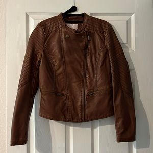 NWT Xhilaration Brown “Leather” Zip-Up Jacket, Women’s M